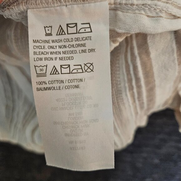 Susan Graver 100% Cotton Tunic Shirt Size 1X White Striped Beige White - Picture 6 of 12